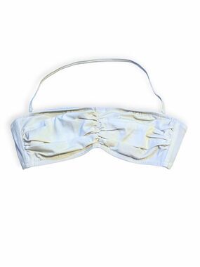 J.CREW NWT Classic Ruched Bandeau Bikini Top White 34A